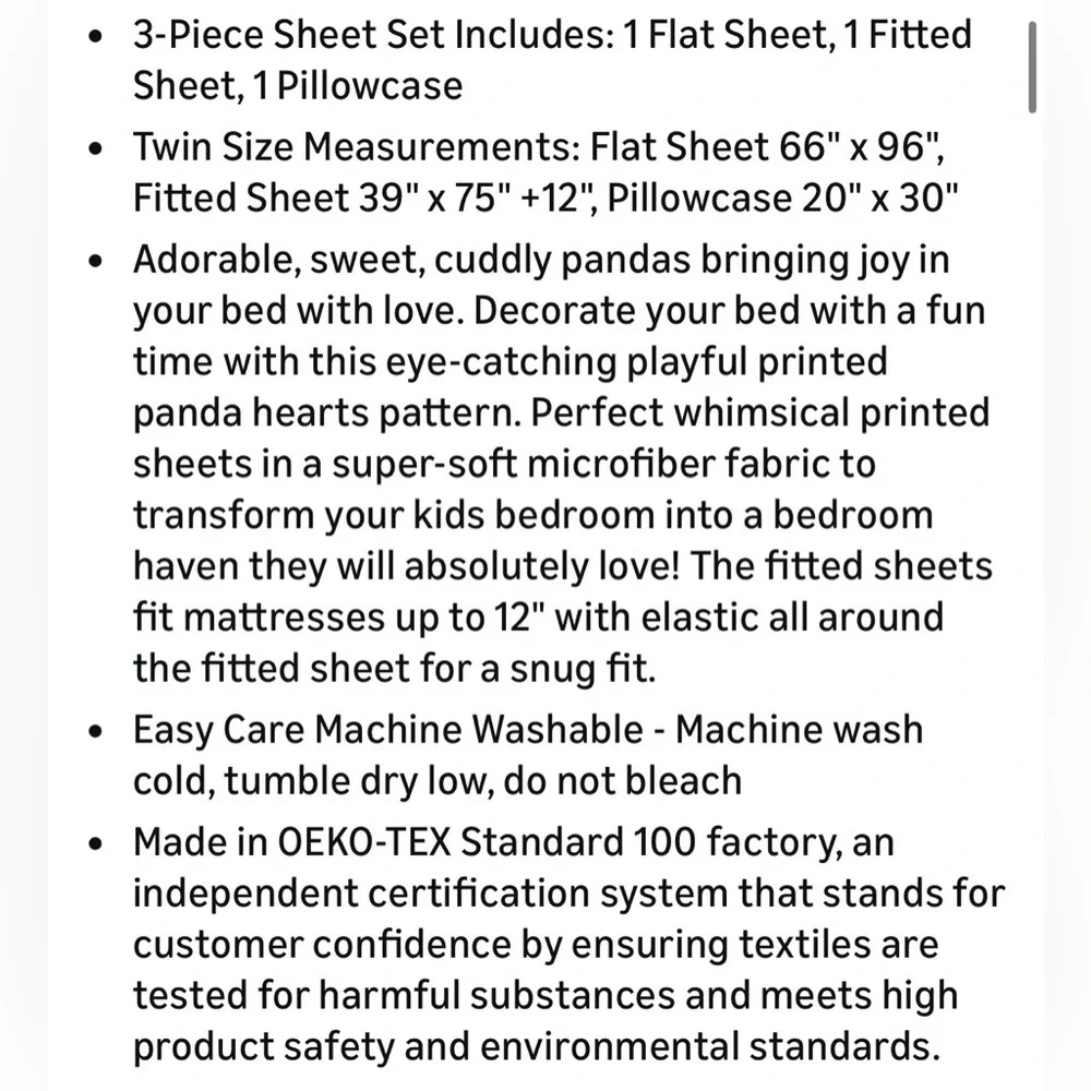 Amazon Panda and Heart Print Bedding Set - White and Black